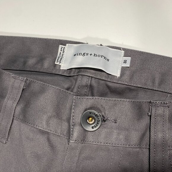 Wings + Horns Low Rise Slim Fit Chino Pants Gray men's size 30x32.5 - Picture 3 of 8